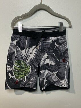 Dolce & Gabbana Kid Shorts Draw String Gray Black Shorts Leave Print Size 4T